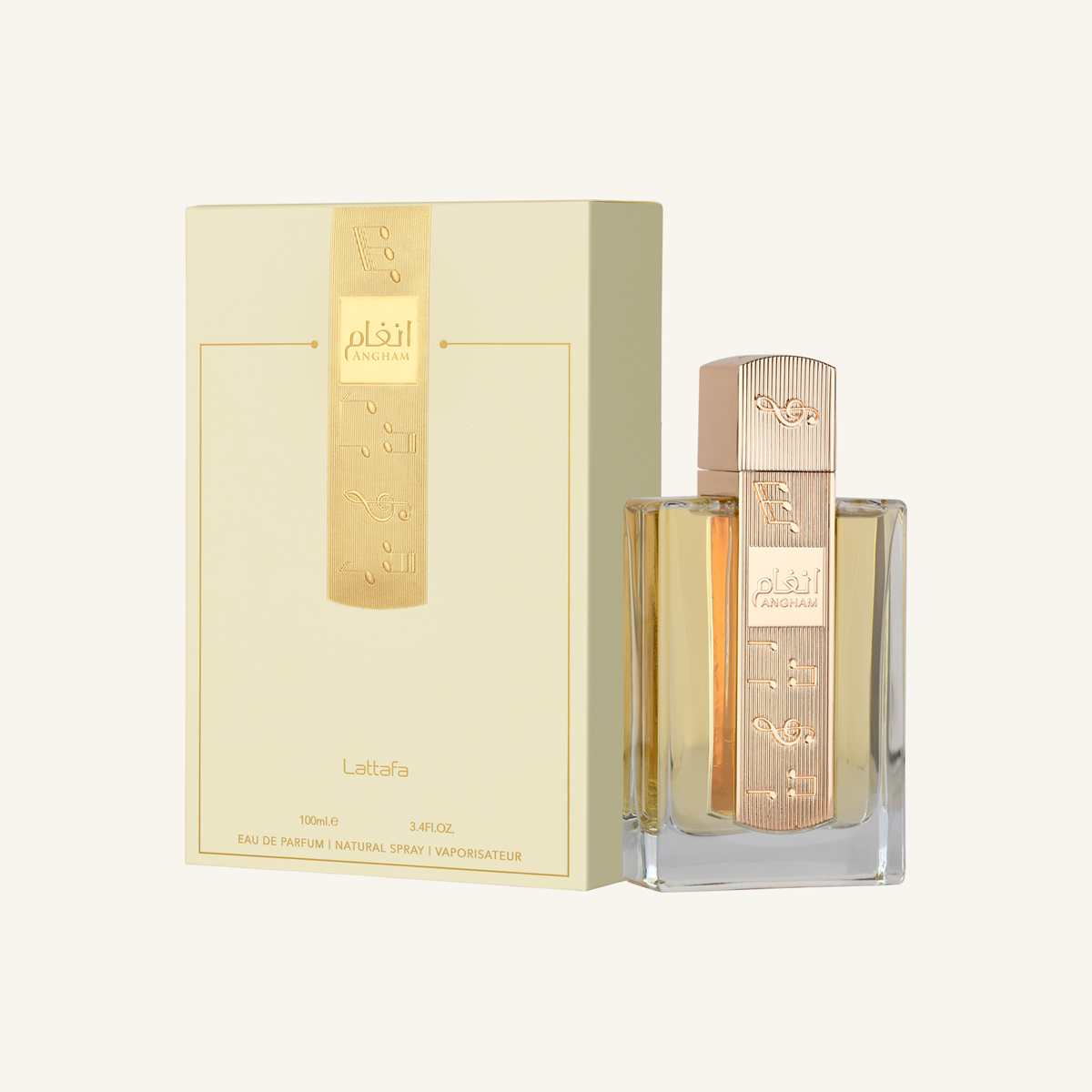 Lattafa angham 100 ml — bottle and box