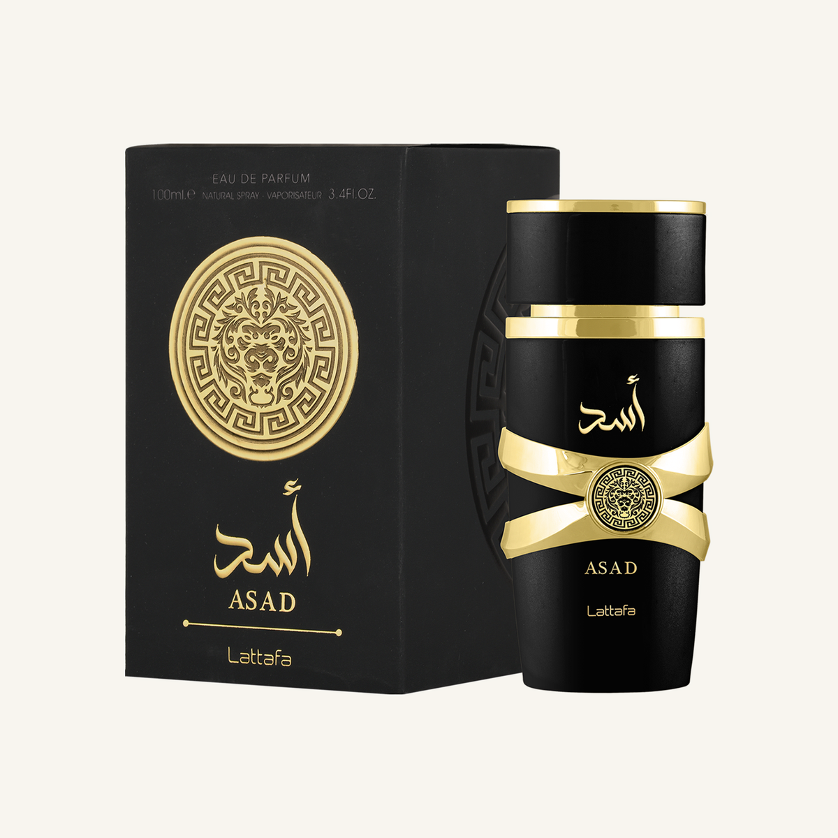 Lattafa asad 100 ml — bottle and box