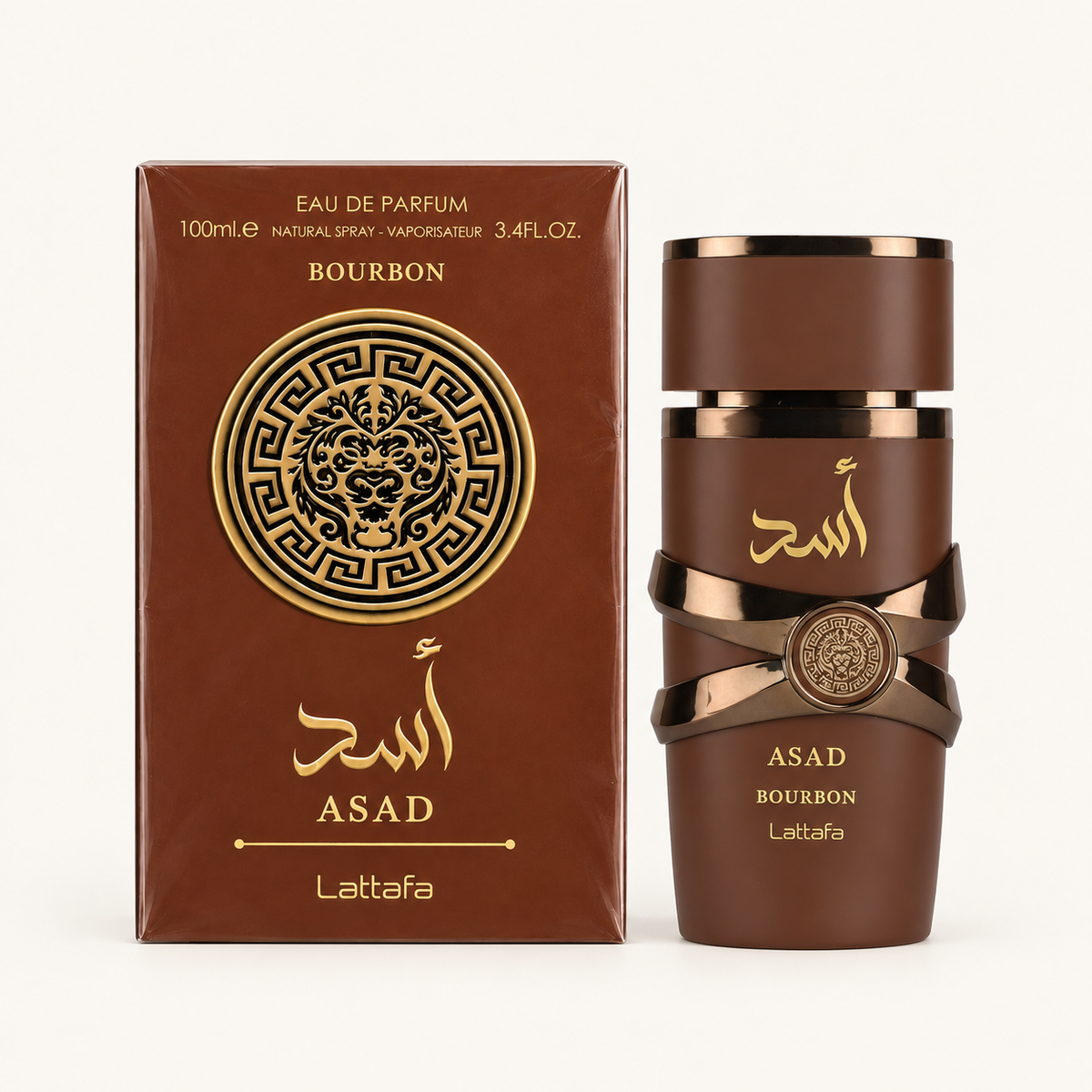 Lattafa Asad Bourbon 100 ml — perfume and box