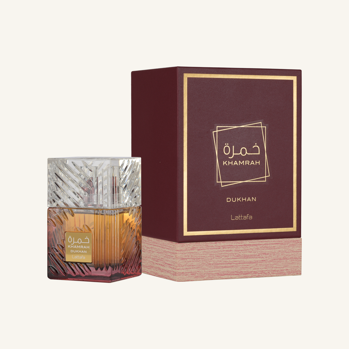Lattafa Khamrah Dukhan 100 ml — bottle and box