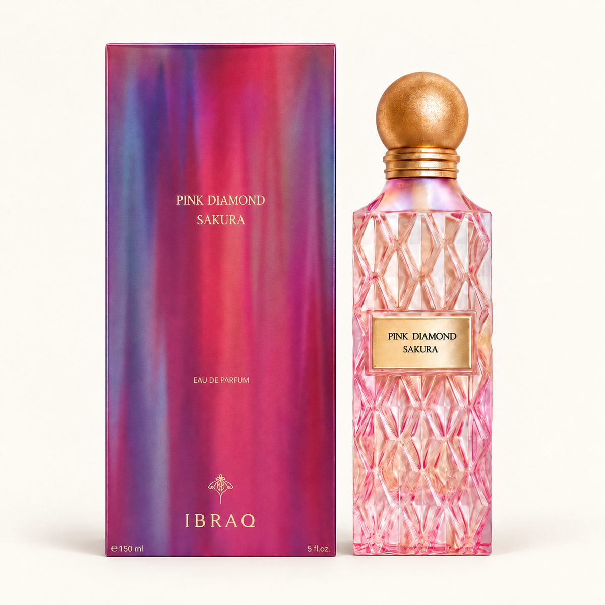 IBRAQ Pink Diamond Sakura — perfume and box